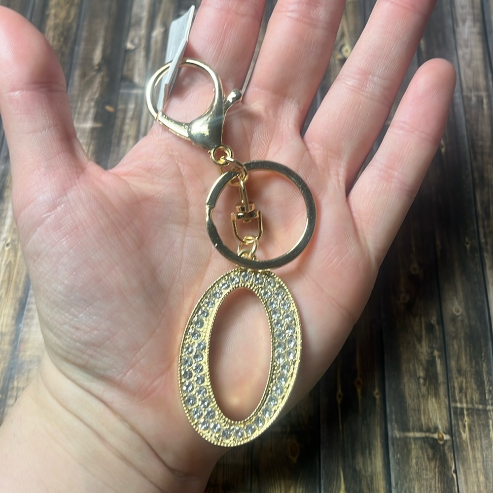 5for$10 AIIEKZ AirPods Cover Rhinestone Studded Lucky Number 0-9 Keychain (0)